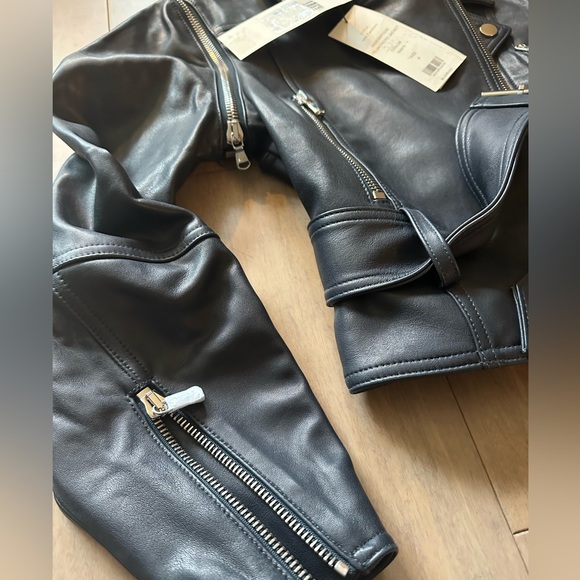 Veronica Beard NWT $1,598 size 0 Jylan Navy Blue Leather Moto Jacket - Picture 8 of 11